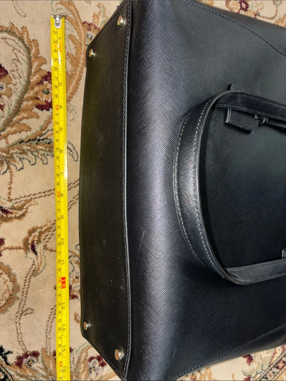 kate spade Black Saffiano Leather Tote with Luggage Tag
